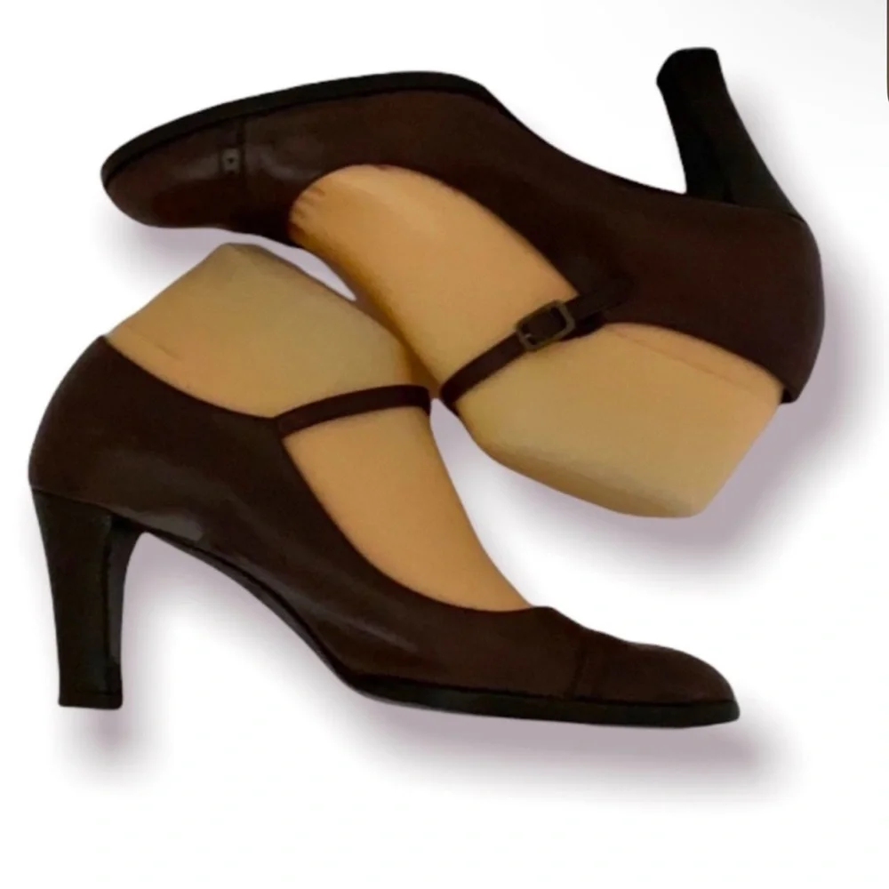 Authentic Marc Jacobs designer heeled Mary Jane brown leather shoes sz 8